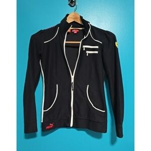 Puma Ferrari Track Jacket Women Size Small Black Full Zip Racing Scuderia